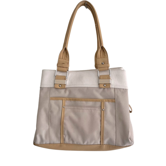 Tyler Rodan Handbags - Tan Cream Tyler Rodan Bag Purse Large Pockets Magnette Closer Zipper Lined